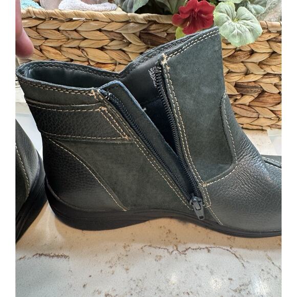 Earth Origins Dayton 10M Green Boots Suede Leather Zip Buckle Detail Preowned - Picture 3 of 15